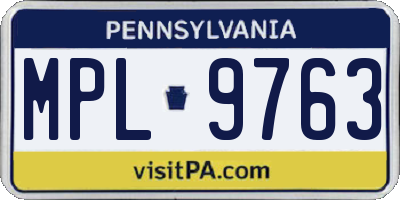 PA license plate MPL9763