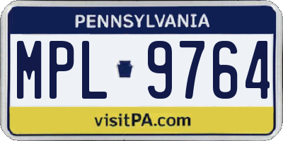 PA license plate MPL9764