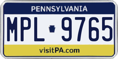 PA license plate MPL9765
