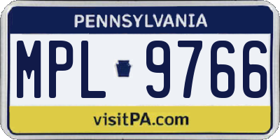 PA license plate MPL9766