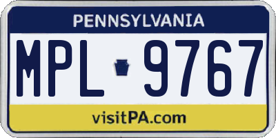 PA license plate MPL9767