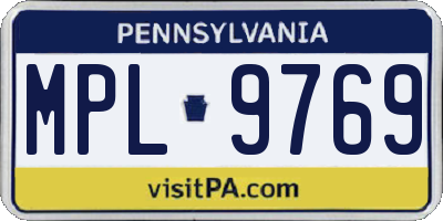 PA license plate MPL9769