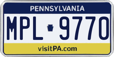 PA license plate MPL9770