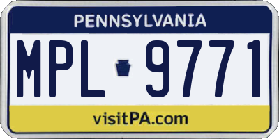 PA license plate MPL9771