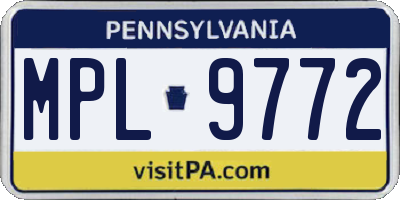 PA license plate MPL9772