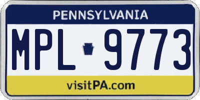 PA license plate MPL9773