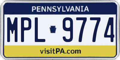 PA license plate MPL9774
