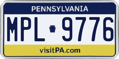 PA license plate MPL9776