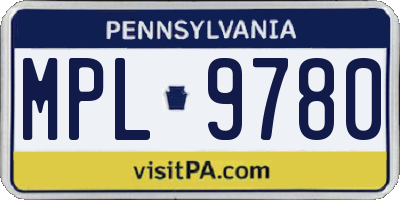 PA license plate MPL9780