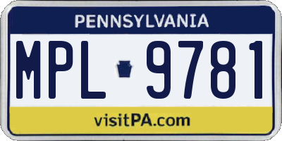 PA license plate MPL9781