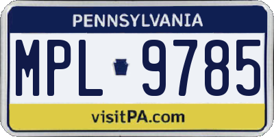 PA license plate MPL9785