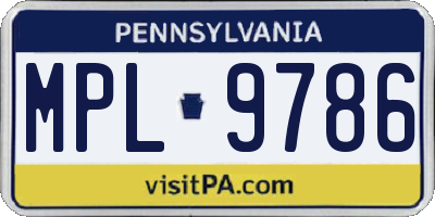PA license plate MPL9786