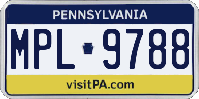 PA license plate MPL9788