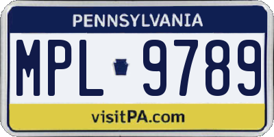 PA license plate MPL9789