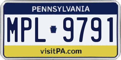 PA license plate MPL9791