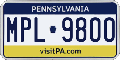 PA license plate MPL9800