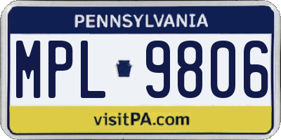 PA license plate MPL9806