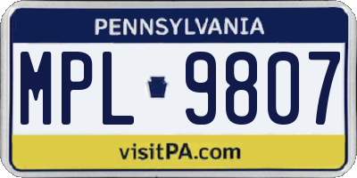 PA license plate MPL9807
