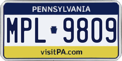 PA license plate MPL9809