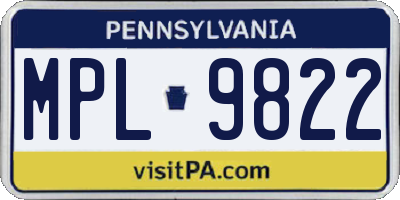 PA license plate MPL9822