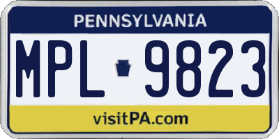 PA license plate MPL9823