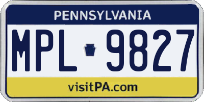 PA license plate MPL9827