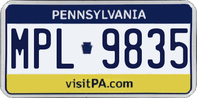 PA license plate MPL9835