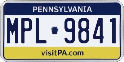 PA license plate MPL9841