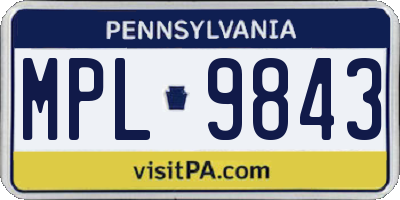PA license plate MPL9843