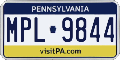 PA license plate MPL9844