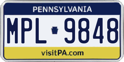PA license plate MPL9848
