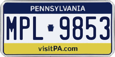 PA license plate MPL9853