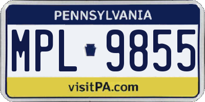 PA license plate MPL9855