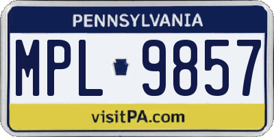 PA license plate MPL9857