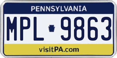 PA license plate MPL9863
