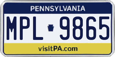 PA license plate MPL9865