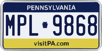 PA license plate MPL9868