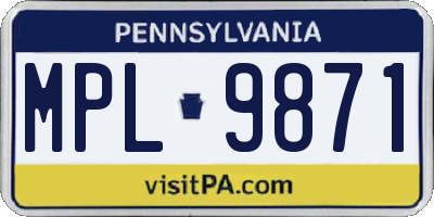 PA license plate MPL9871
