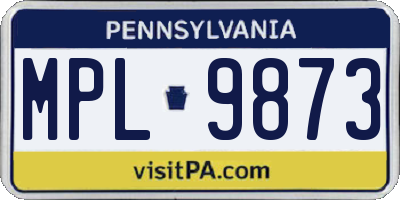 PA license plate MPL9873