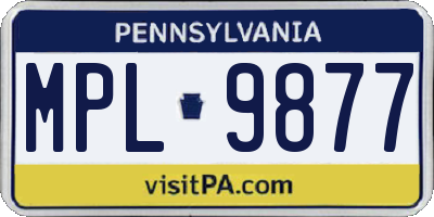 PA license plate MPL9877