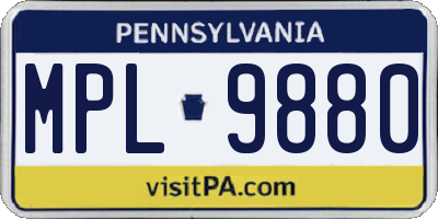 PA license plate MPL9880