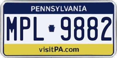 PA license plate MPL9882