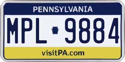 PA license plate MPL9884