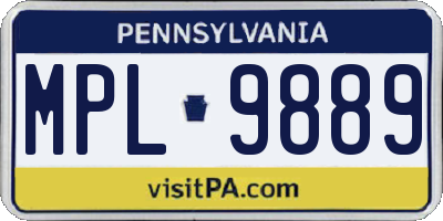 PA license plate MPL9889