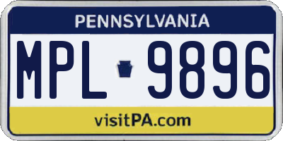 PA license plate MPL9896