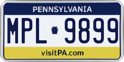 PA license plate MPL9899