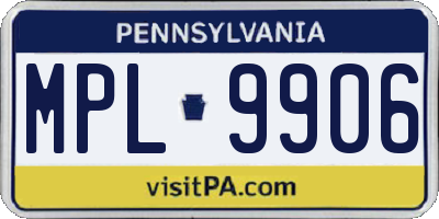PA license plate MPL9906