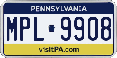 PA license plate MPL9908
