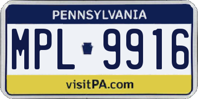 PA license plate MPL9916