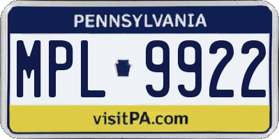 PA license plate MPL9922